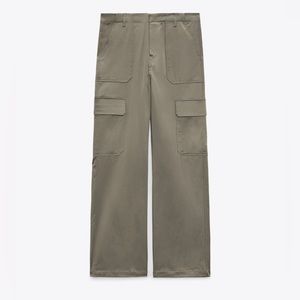Zara Satin Cargo Wide Leg Pants